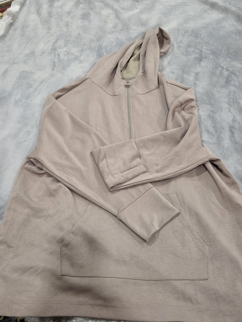 Jones New York  Zip-Up Hooded Sweater in Dusty Rose